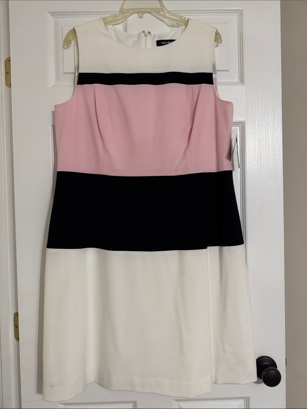 Nine West Sleeveless Pink, Black & White Block Dress